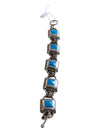 VTG Sterling & Turquoise Inlay Square Link Toggle Clasp Bracelet