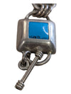 VTG Sterling & Turquoise Inlay Square Link Toggle Clasp Bracelet