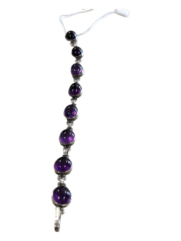 Silver Purple Amethyst HANDMADE BRACELET-7.9 Inch
