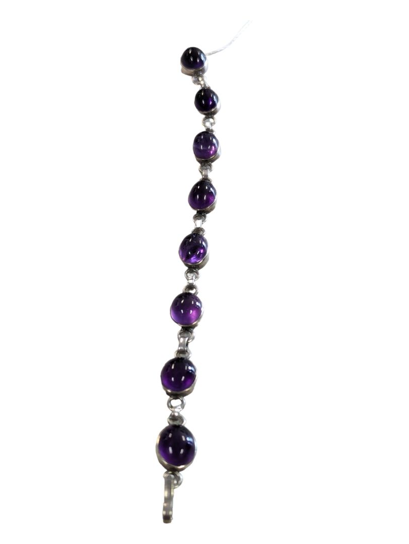 Silver Purple Amethyst HANDMADE BRACELET-7.9 Inch