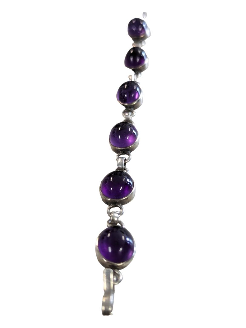 Silver Purple Amethyst HANDMADE BRACELET-7.9 Inch