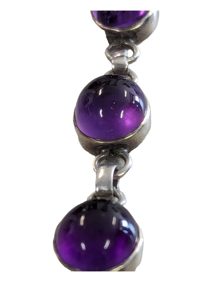 Silver Purple Amethyst HANDMADE BRACELET-7.9 Inch