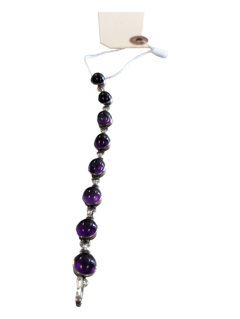 Silver Purple Amethyst HANDMADE BRACELET-7.9 Inch