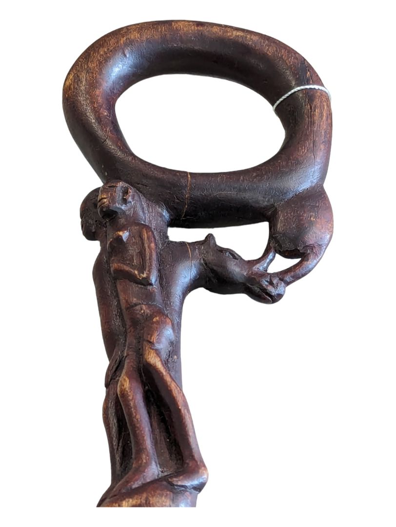 African Hand-Carved Walking Stick/Walking Cane/ Decorated Decorative Wood Art Walking Cane/ Walking Stick/