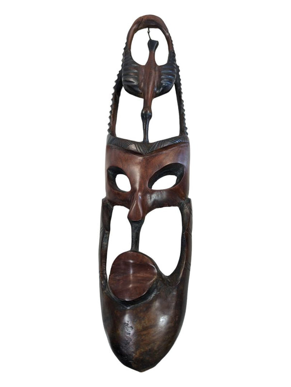 Hand Carved Wooden Tribal African Art Face Wall Mask Décor Plaque