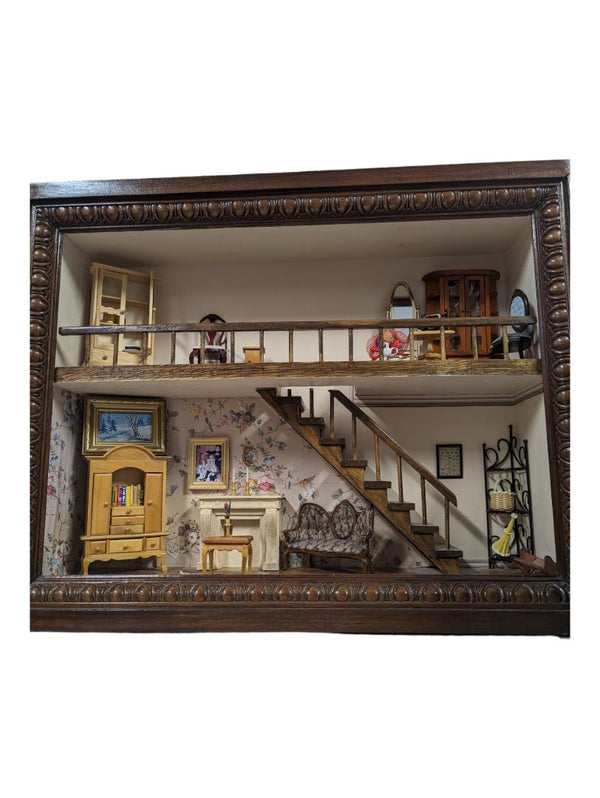 Vintage 3D Shadow Box Victorian Parlor Dollhouse