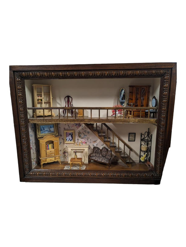 Vintage 3D Shadow Box Victorian Parlor Dollhouse