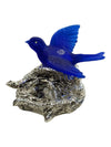 Vintage Cobalt Blue Glass Bird on Nest