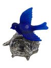 Vintage Cobalt Blue Glass Bird on Nest
