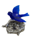 Vintage Cobalt Blue Glass Bird on Nest