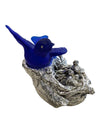 Vintage Cobalt Blue Glass Bird on Nest