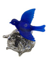Vintage Cobalt Blue Glass Bird on Nest
