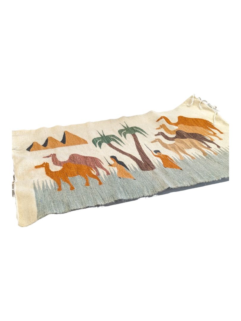 Vintage Egyptian Pictorial Handwoven Wool Kilim Rug/Wall Hanging