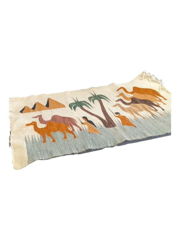 Vintage Egyptian Pictorial Handwoven Wool Kilim Rug/Wall Hanging