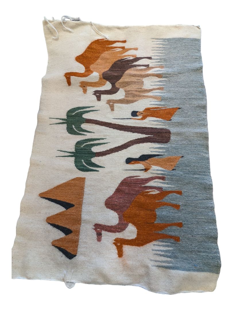 Vintage Egyptian Pictorial Handwoven Wool Kilim Rug/Wall Hanging