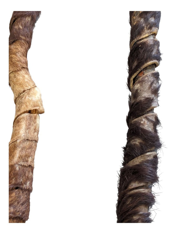 Tuareg African tribal art. Spear in wood, leather and metal. African spear