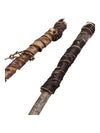 Tuareg African tribal art. Spear in wood, leather and metal. African spear