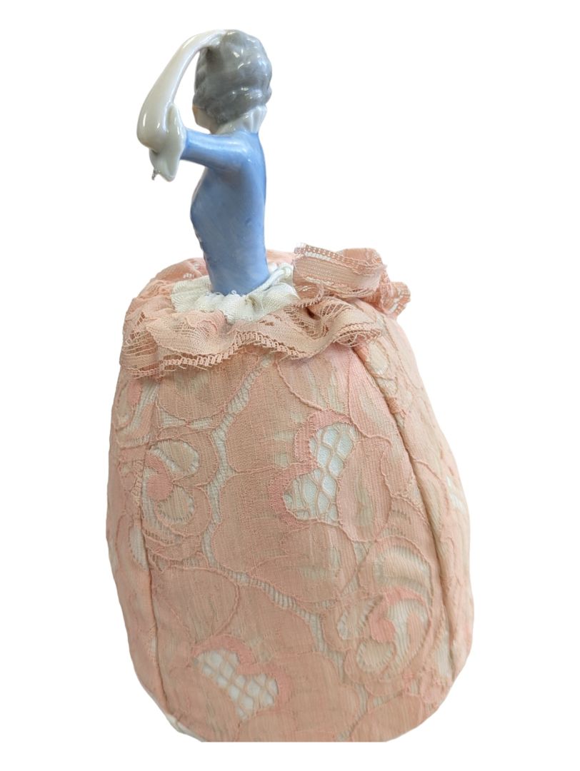 Vintage Porcelain Pin Cushion Half-Doll-7.75