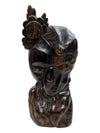 Antique Detailed Dark Wood Carving Woman Statue