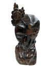 Antique Detailed Dark Wood Carving Woman Statue