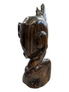 Antique Detailed Dark Wood Carving Woman Statue