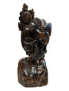 Antique Detailed Dark Wood Carving Woman Statue
