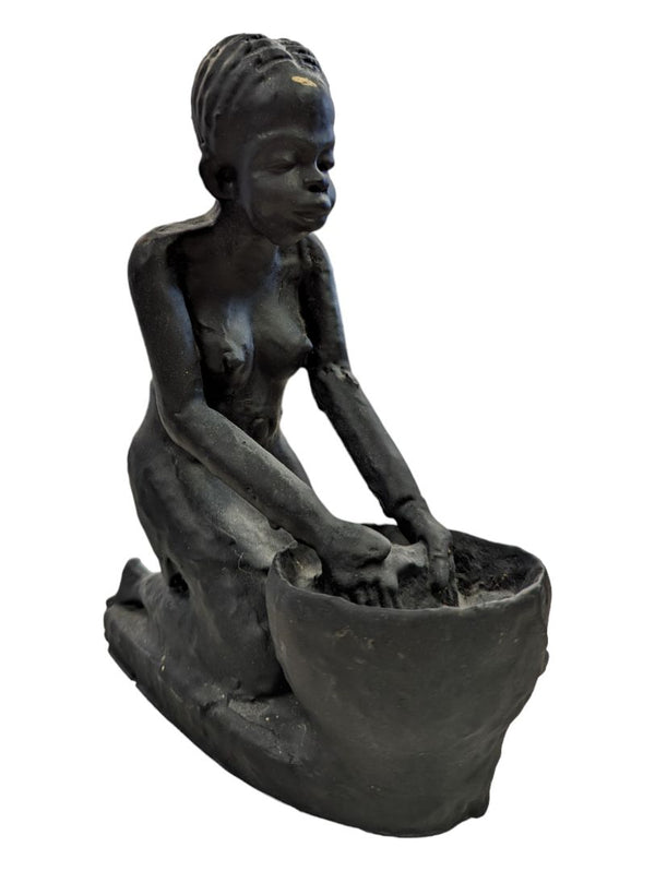 Beautiful African Cast Sculpture-Woman
