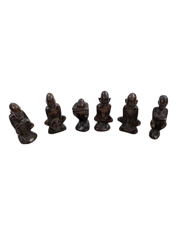 Set (6) Different Hand Carved Wooden African Sculpture-Figurines