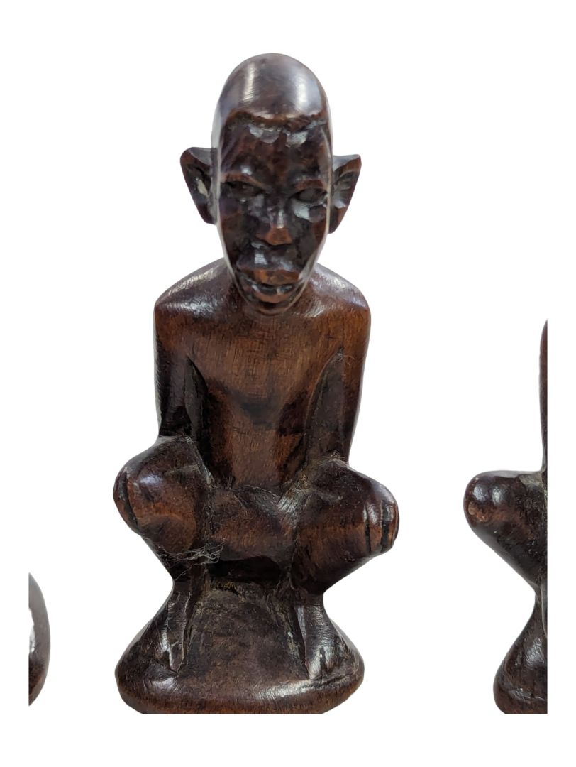 Set (6) Different Hand Carved Wooden African Sculpture-Figurines