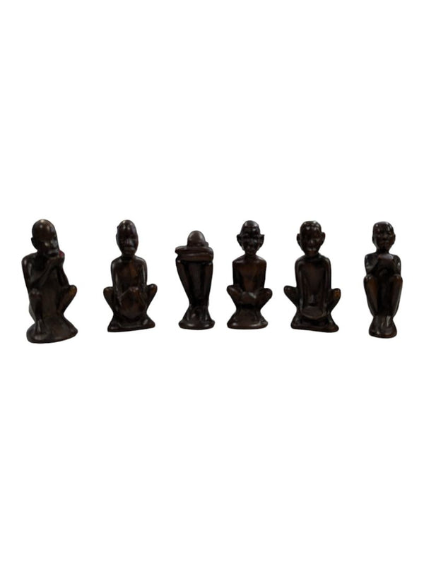 Set (6) Different Hand Carved Wooden African Sculpture-Figurines