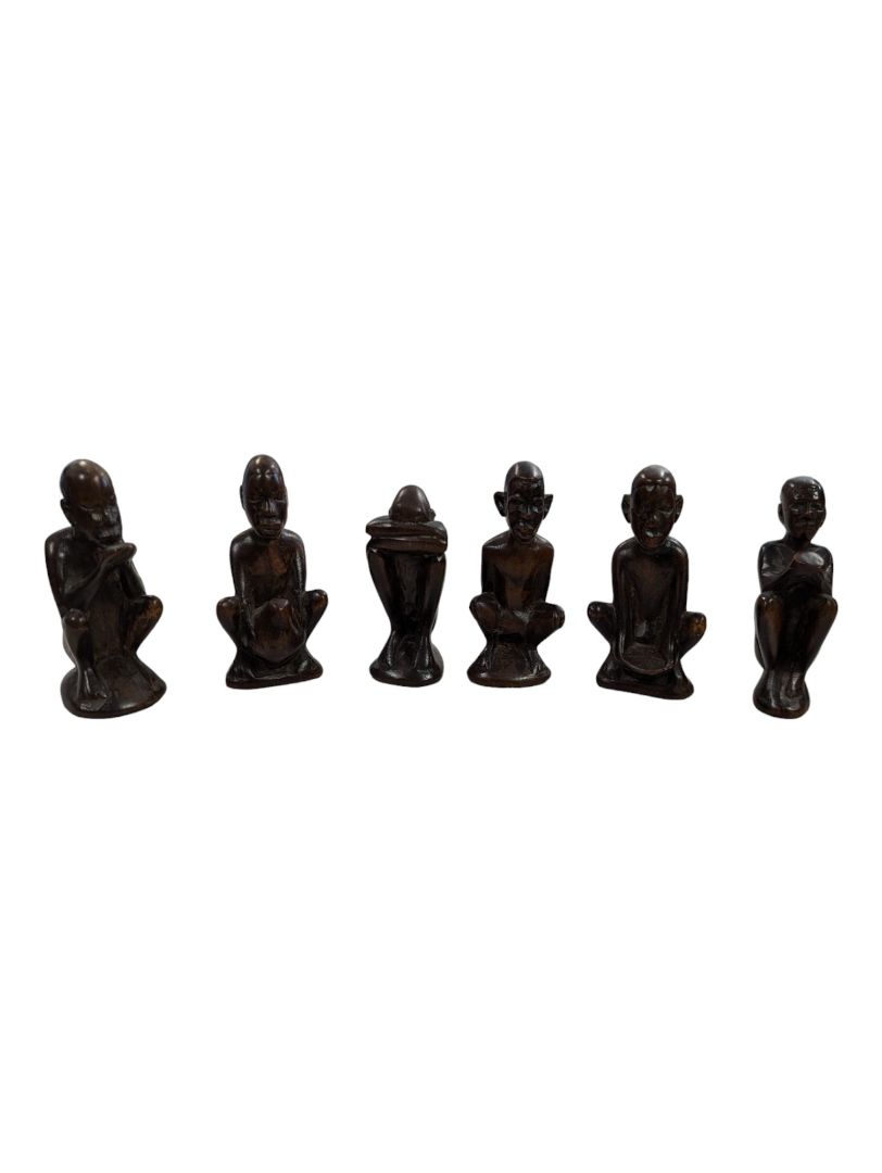 Set (6) Different Hand Carved Wooden African Sculpture-Figurines