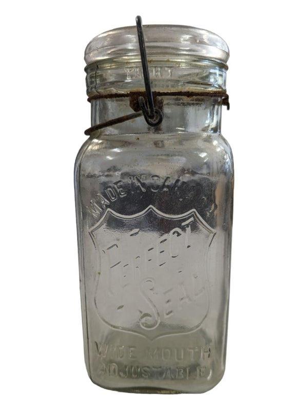 Antique 1930s PERFECT SEAL Swinging Arm Glass Mason Jar