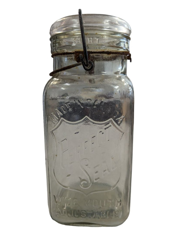 Antique 1930s PERFECT SEAL Swinging Arm Glass Mason Jar