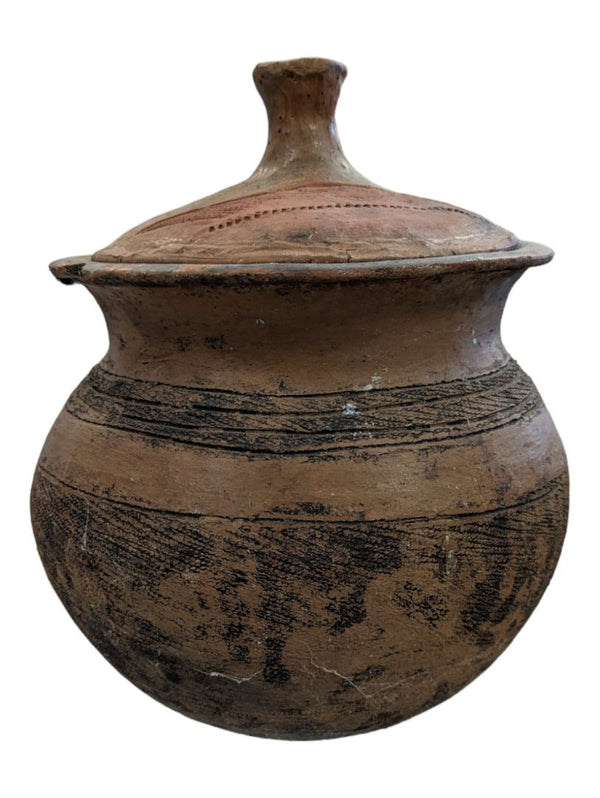 Antique Terracotta Clay Pot with Lid