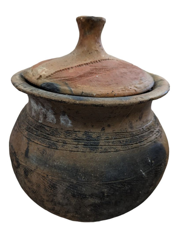 Antique Terracotta Clay Pot with Lid