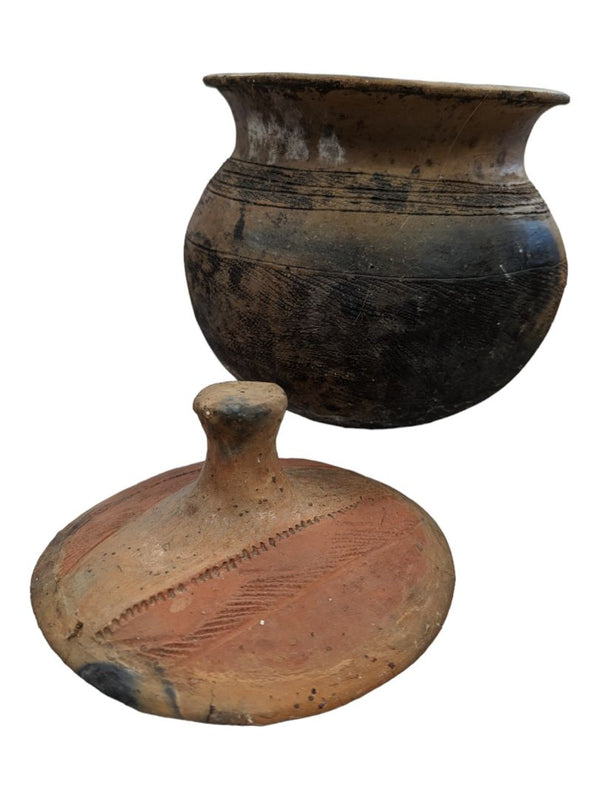 Antique Terracotta Clay Pot with Lid