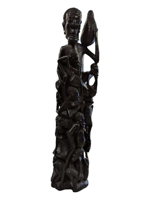 One Piece Ebony "Tree of Life" Mid-Century Sculpture