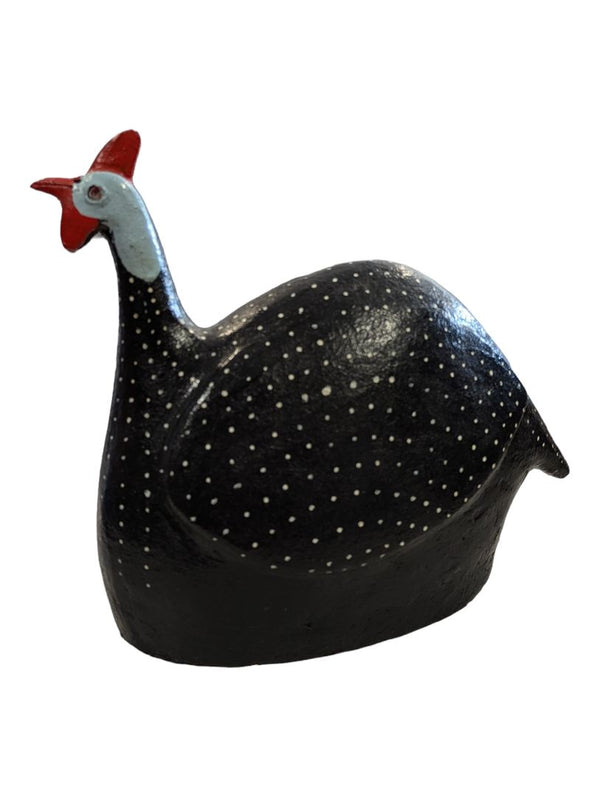 12.5" Chicken Folk Art Pottery South African Guinea Fowl