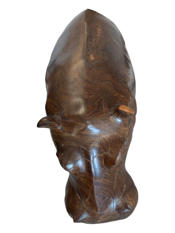 Solid Teak Carved Hippopotamus Sculpture