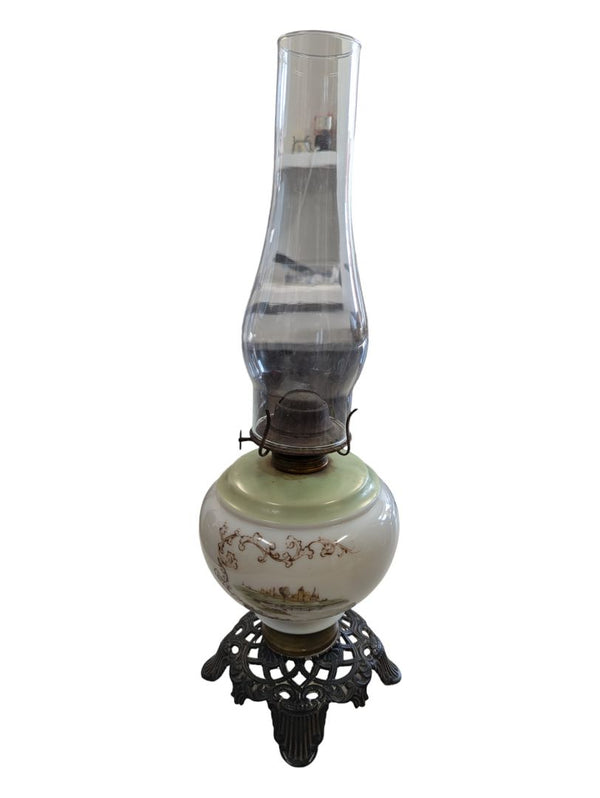 Vintage Ceramic Hand Painted Oil Lamp