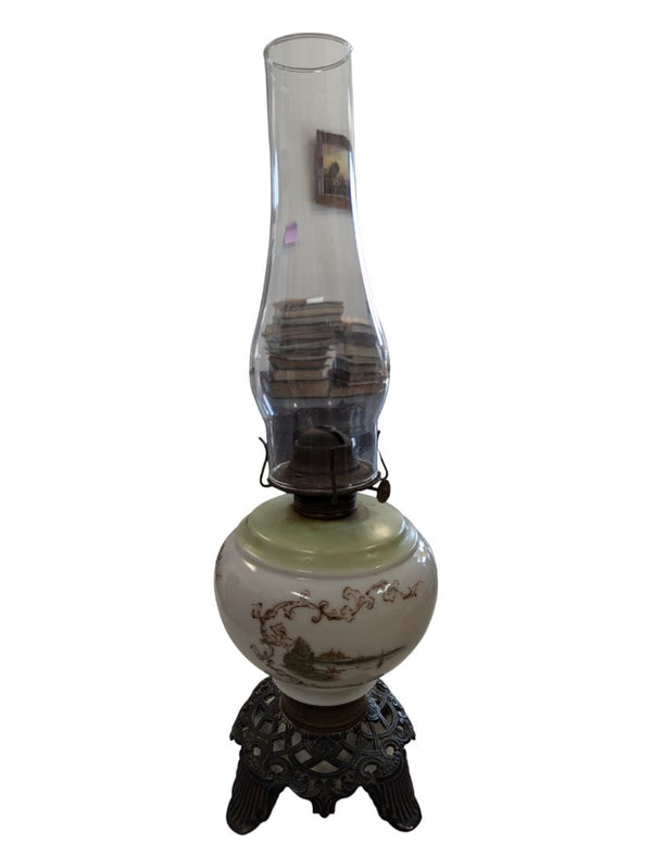 Vintage Ceramic Hand Painted Oil Lamp