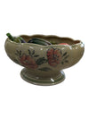 Vintage Floral Pottery Bowl with Plastic Fruit