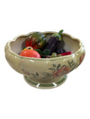 Vintage Floral Pottery Bowl with Plastic Fruit