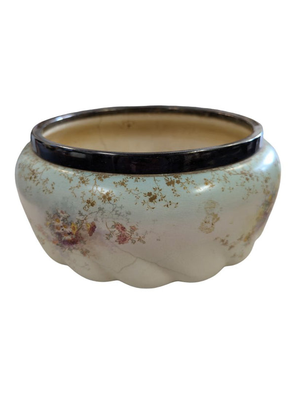 1890’s Doulton Burslem Bowl with Silver Plate Rim!!! England! Antique Floral Bowl! Succulent, Bulb Planter!