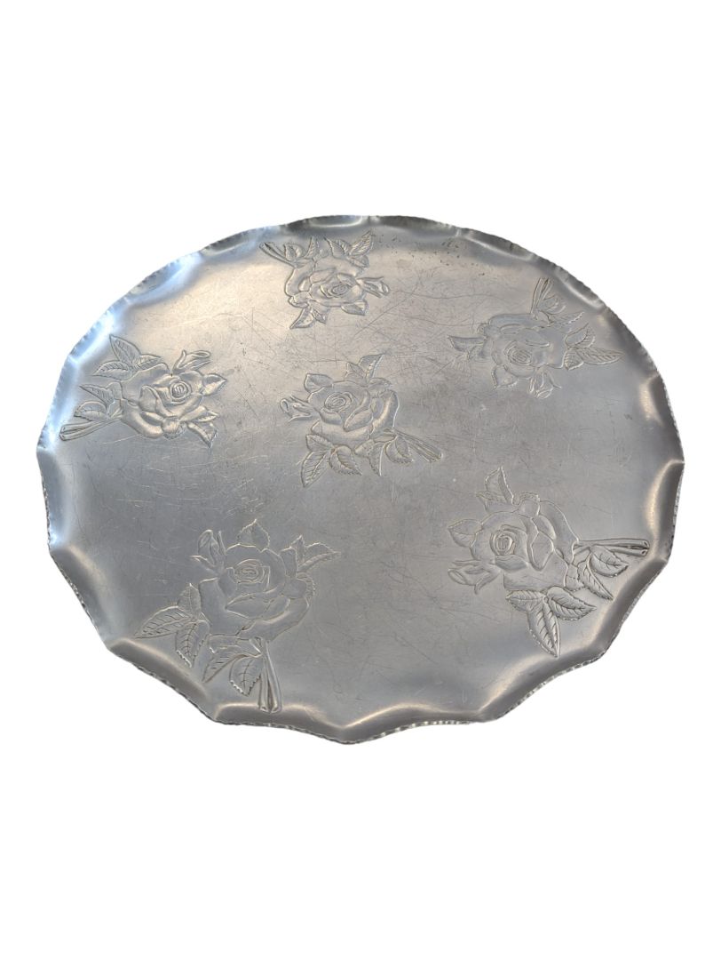 Vintage Mid-Century Hammered Aluminum Serving Tray