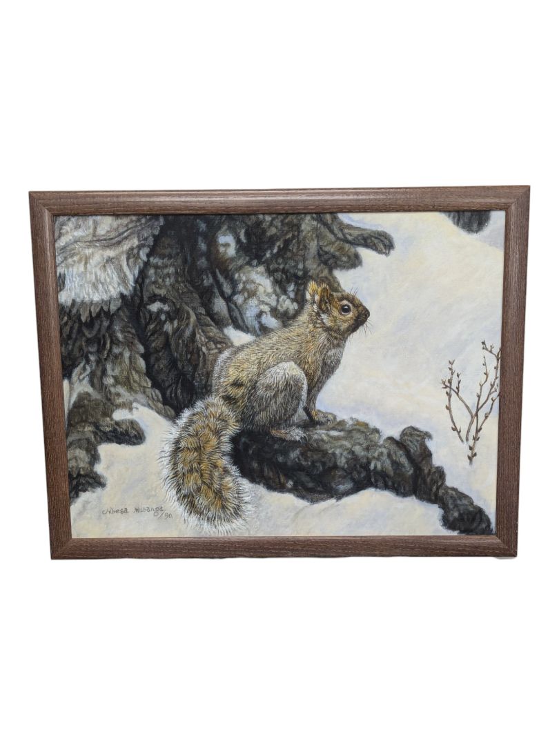 Canvas COA mounted GRAY SQUIRREL art
