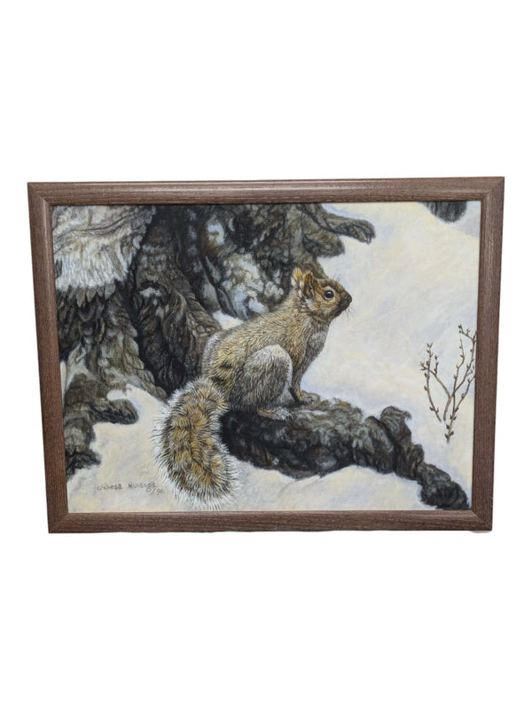 Canvas COA mounted GRAY SQUIRREL art