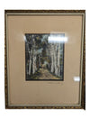 (SET OF TWO) Vintage Signed WALLACE NUTTING Through the Birch Trees Hand Tinted Print Framed