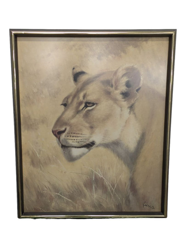 Original Lioness Painting-Signed, Rena