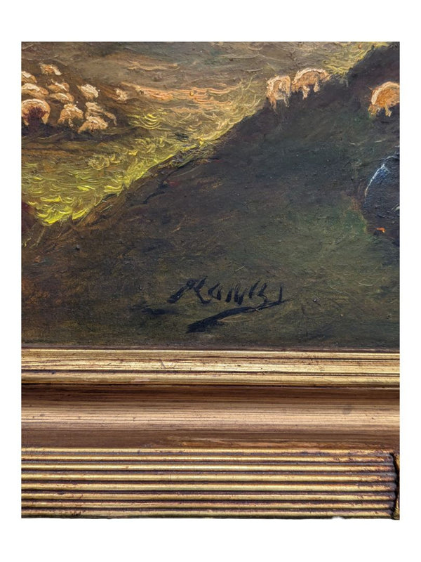 Antique sheep painting-Signed By Artist